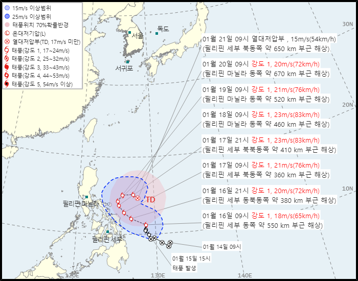 제 1호 태풍 노카엔(NOKAEN) 발생 경로